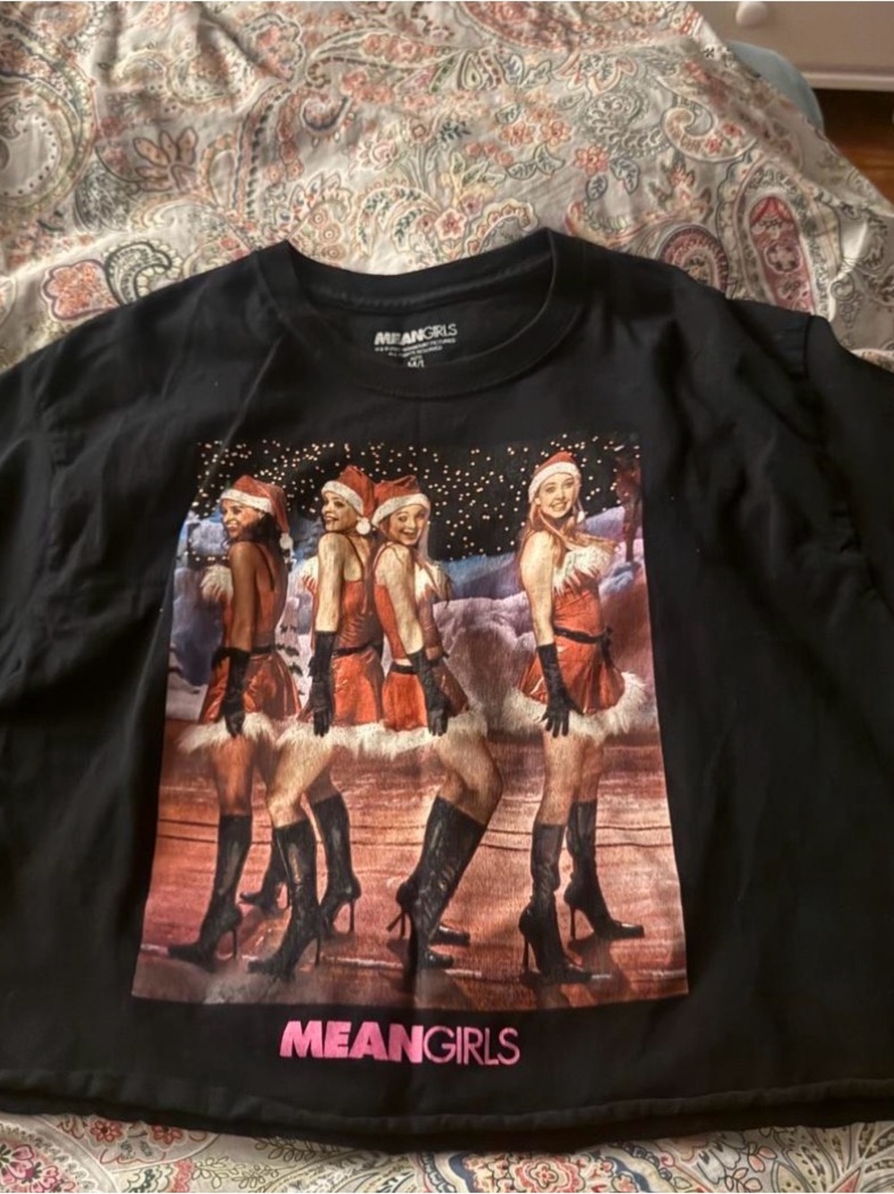 Mean Girls Black Graphic Short Sleeve Tee - Holiday Cast Print